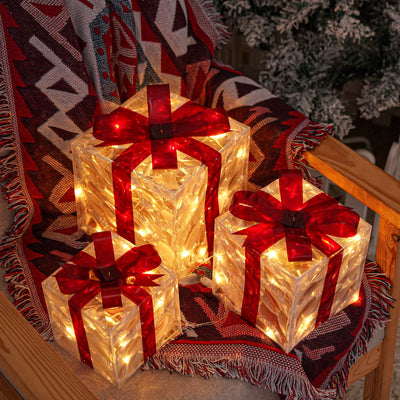 Boîtes cadeaux magiques - Lot de 3 décorations de luxe