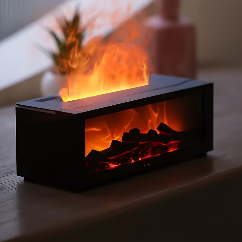 1 stuks Vlam Haard Diffuser, Gesimuleerde Vlam Aromatherapie Dispenser met Langdurige Geur, Huisverwarming met Kleurrijke Lichten en Timer Functie, USB-Gevoed, Ideaal Voor Gebruik Binnenshuis In Slaapkamers, Badkamers, Kantoordecoratie - Perfect Kerst