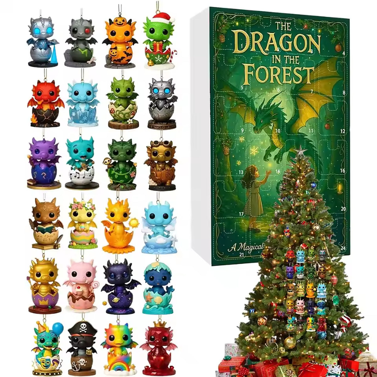 Adventskalender Kinderen – 24 Babydraakjes als Acryl Kersthanger (2)
