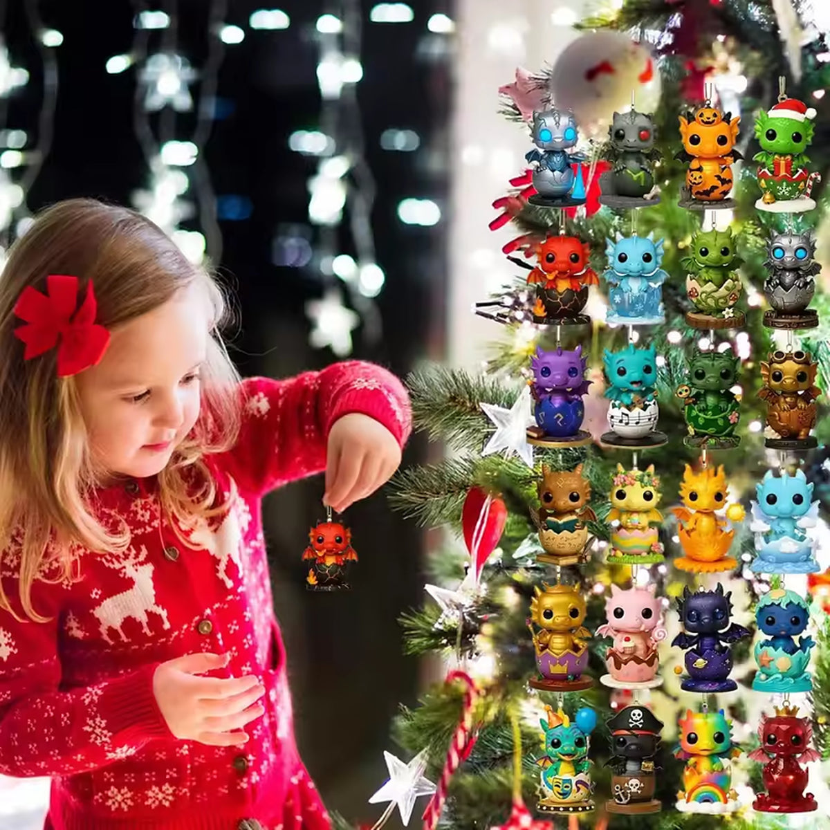 Adventskalender Kinderen – 24 Babydraakjes als Acryl Kersthanger (5)