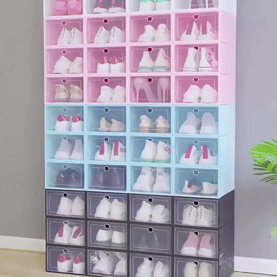 Étagère à chaussures - Organisateur de chaussures empilable - Boîte de rangement - Lot de 12