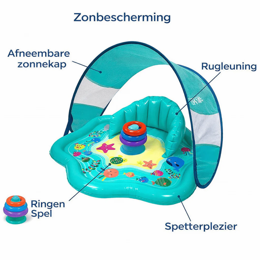 BabySplash™ – Opblaasbaar Babybadje met Zonnescherm