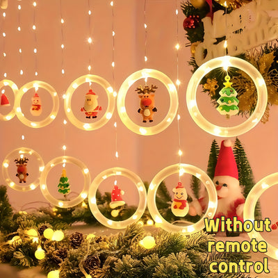 Guirlande Lumineuse Rustique de Noël à LED - Motifs Père Noël, Renne, Bonhomme de Neige et Arbre | Guirlandes Lumineuses Festives Alimentées pour la Maison, la Chambre et la Décoration de Fête, Commande par Clé, Style Glamour, Matière Plastique