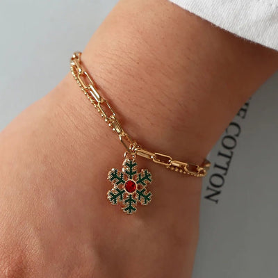 Bedelarmband Goud - Verstelbare Kerst Armband met Emaille Bedel