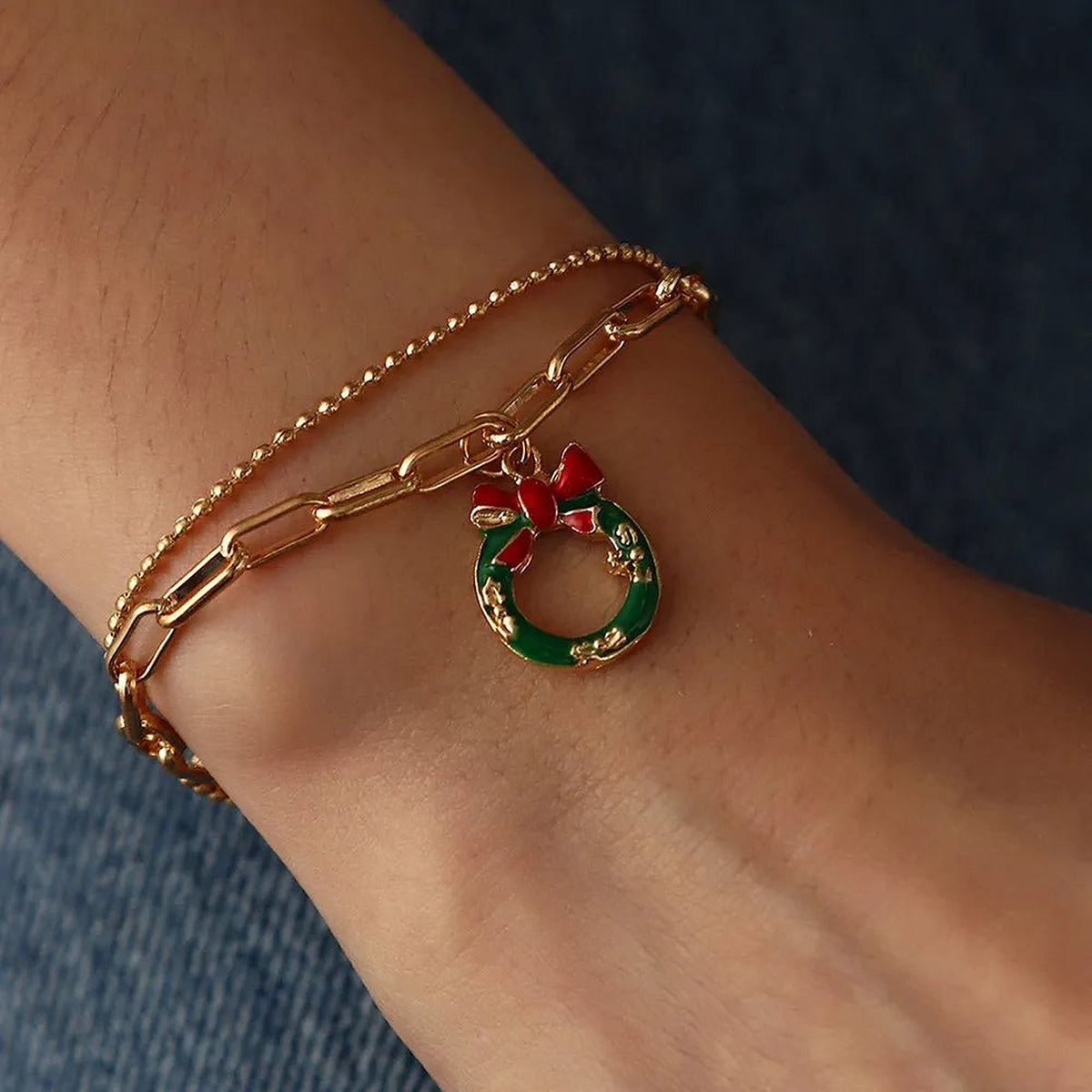 Bedelarmband Goud Kerstkrans
