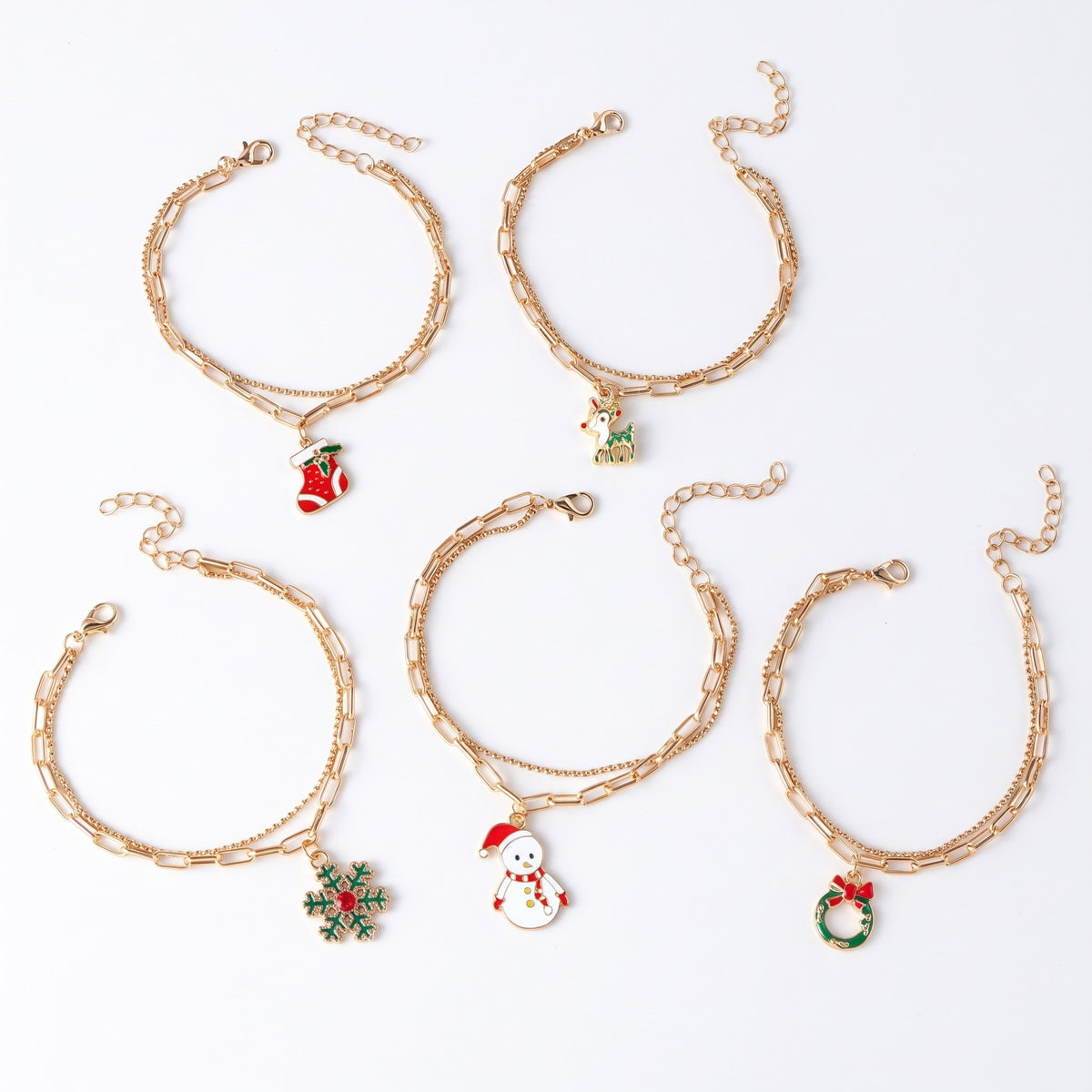 Bedelarmband Goud – Verstelbare Kerst Armband met Emaille Bedel (6)