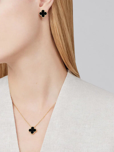 NoirClee - Ensemble de bijoux - Élégant ensemble de bijoux trèfle avec un aspect luxueux