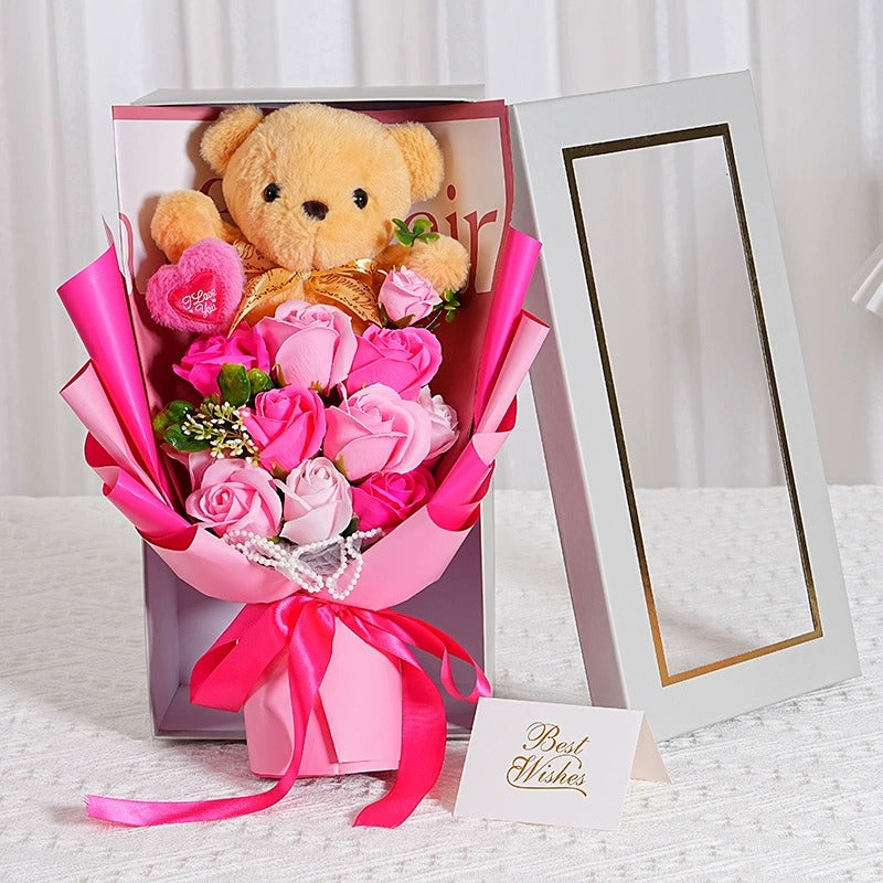 Teddy Liefdesboeket – Beer & Rozen