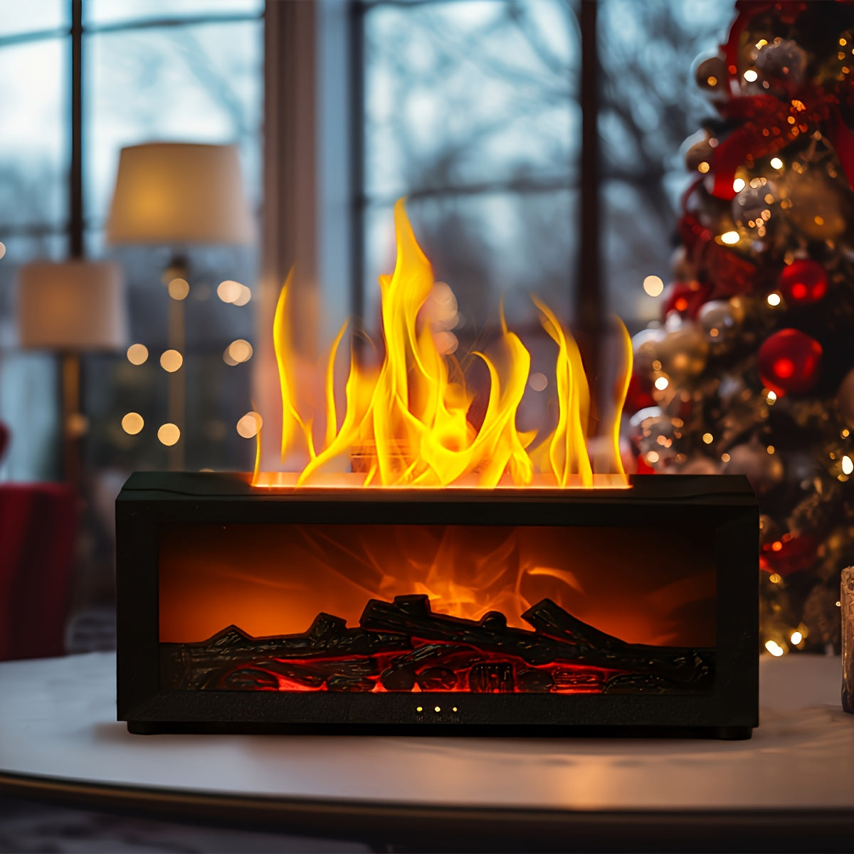 1 stuks Vlam Haard Diffuser, Gesimuleerde Vlam Aromatherapie Dispenser met Langdurige Geur, Huisverwarming met Kleurrijke Lichten en Timer Functie, USB-Gevoed, Ideaal Voor Gebruik Binnenshuis In Slaapkamers, Badkamers, Kantoordecoratie - Perfect Kerst