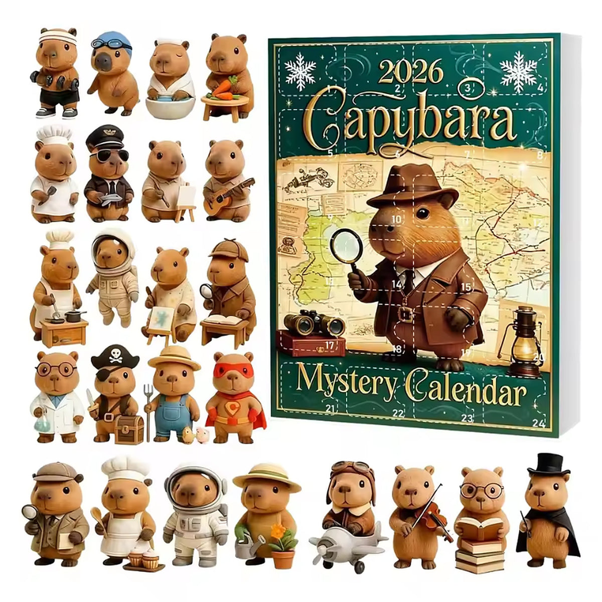 Capybara Adventskalender 2026 - 24 Acryl Hangers voor de Kerstboom