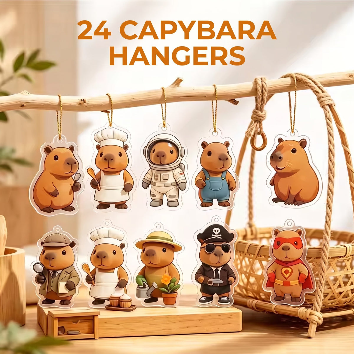 Capybara Adventskalender 2026 – 24 Acryl Hangers voor de Kerstboom (7)