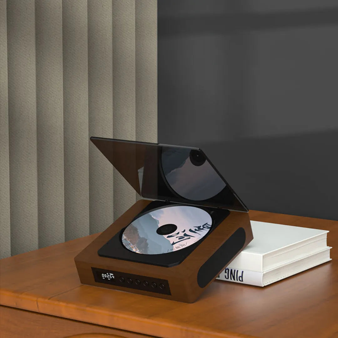 RetroWave - Lecteur CD Rétro Sans Fil - Design Vintage avec Bluetooth et Radio FM