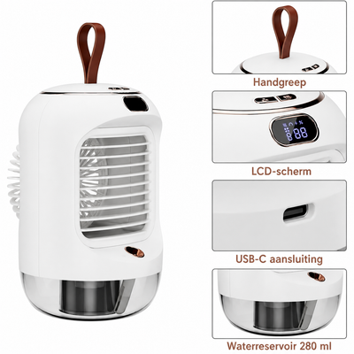 Draagbare Airconditioner - USB Luchtkoeler met 180° Oscillatie