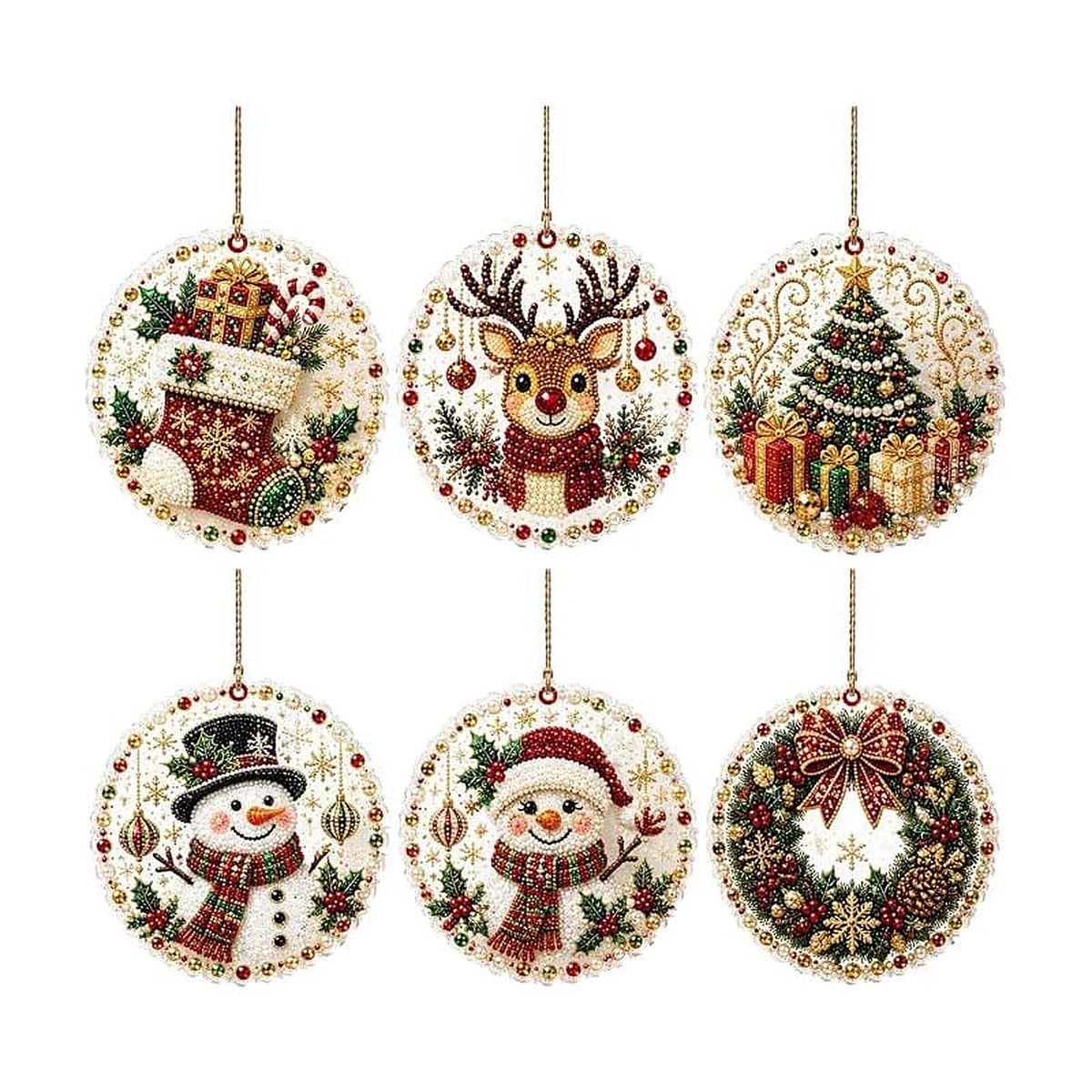 Diamond Painting Kerst - DIY Kersthangers van Hout met Steentjes