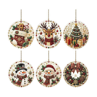 Diamond Painting Kerst - DIY Kersthangers van Hout met Steentjes