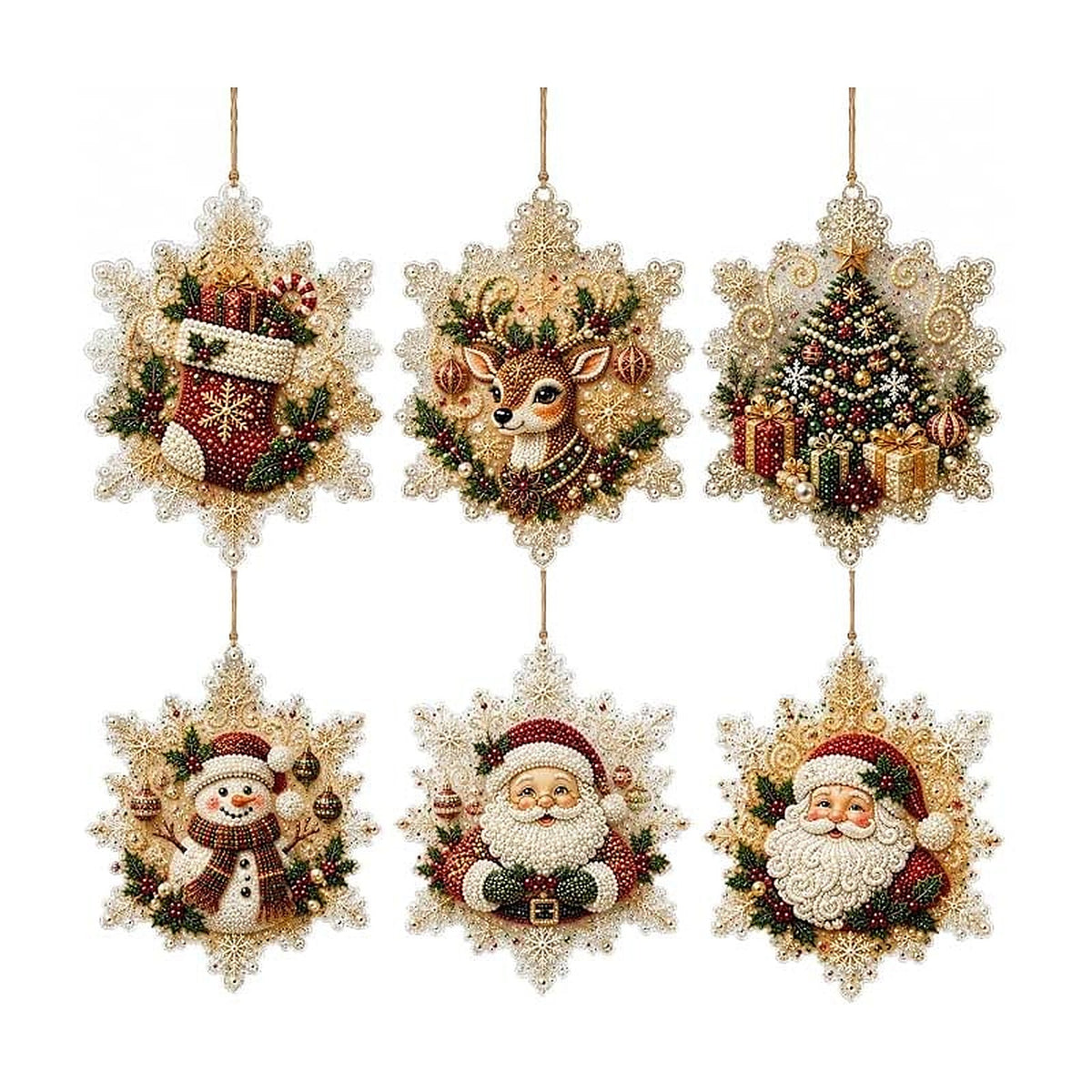 Diamond Painting Kerst – DIY Kersthangers van Hout met Steentjes (3)