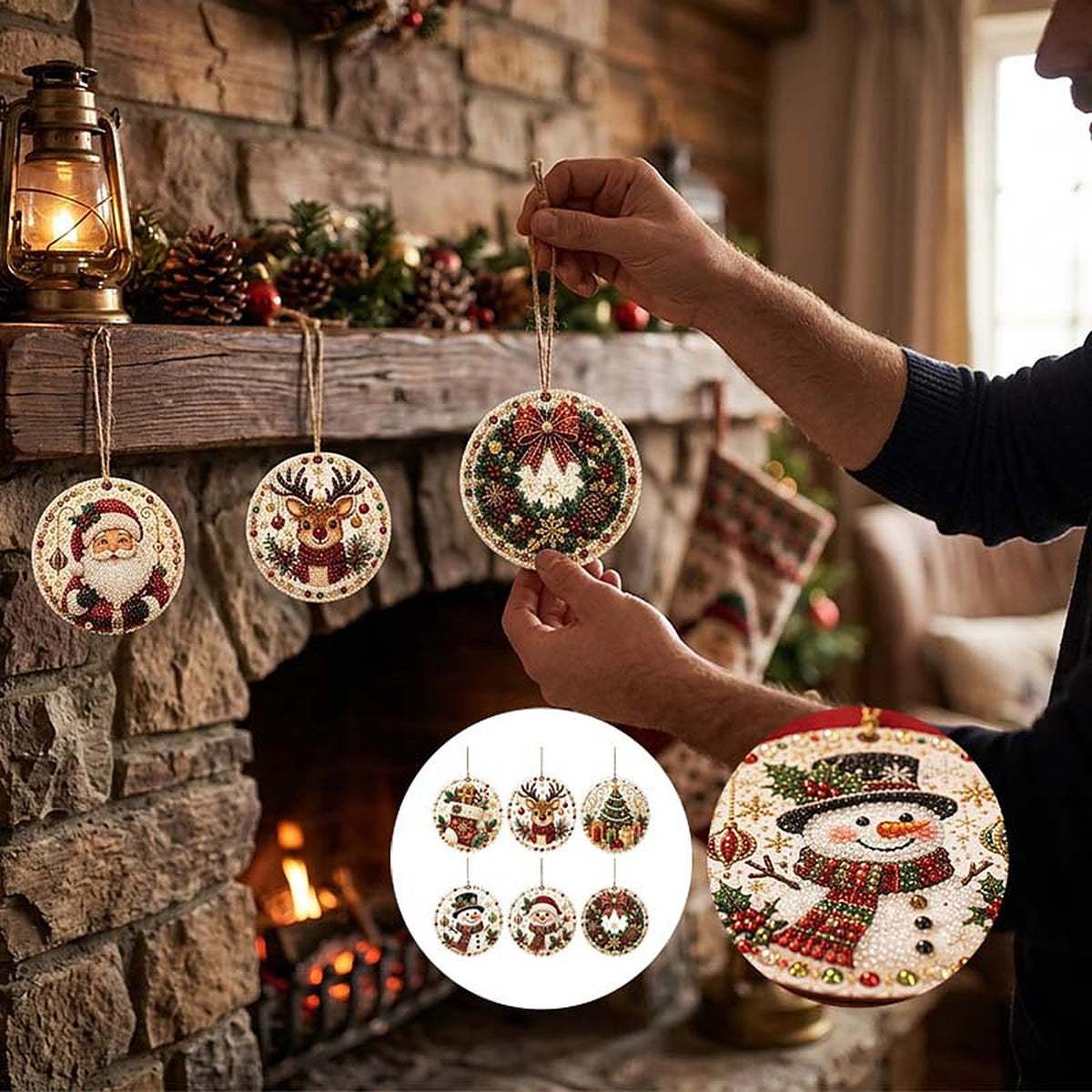 Diamond Painting Kerst – DIY Kersthangers van Hout met Steentjes (7)