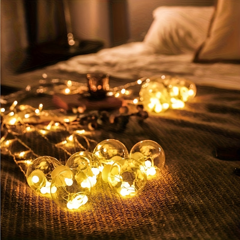 3.0 meter Feeënlampjes met 108 LED-lampen - 12 Heldere Sferische Lampen, Werkt op Batterijen, Geen Stekker Nodig, Wandmontage, Perfect voor Kerstmis, Valentijnsdag & Apos;S Dag, Verjaardagen, en Binnenhuis Feestdecoratie, Binnenhuis Feestdecoratie | Klass