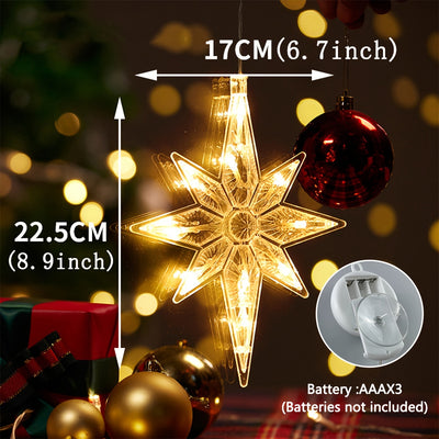 2 projecteurs d'étoiles à ventouse avec lumières à piles - Lampes suspendues pour plafond/mur/fenêtre avec lumière blanc chaud, décorations de chambre, de Noël et d'hiver en plastique (piles non incluses)