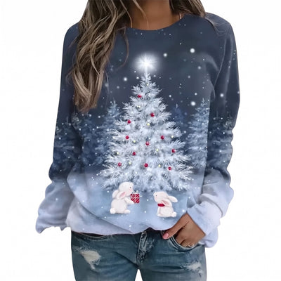 Foute Kersttrui - Losvallende Damessweater met Kerstboomprint