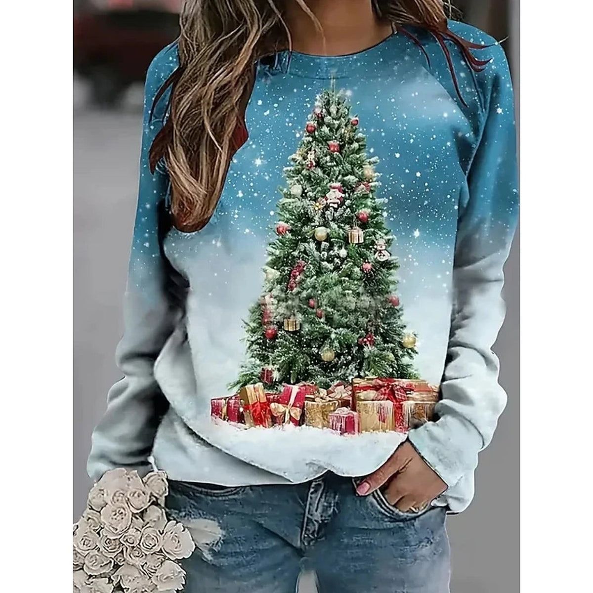 Foute Kersttrui Pauwblauw