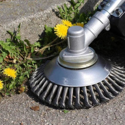 Brosse métallique pour débroussailleuse - Désherbage à 360° en acier