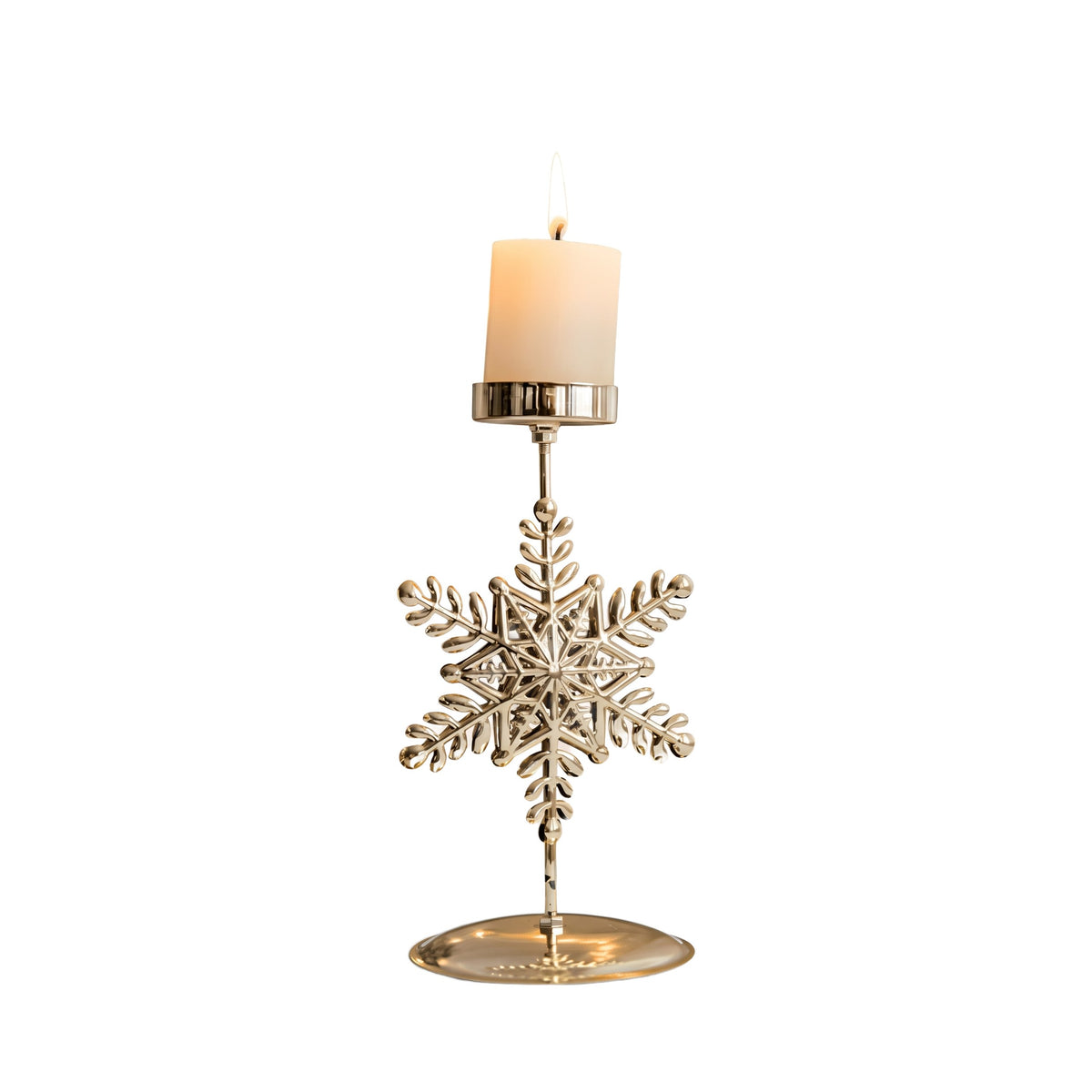 Gouden Kandelaar - Vintage Kaarsenhouder met Kerstmotief