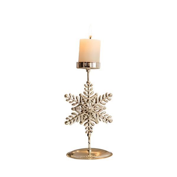 Goldener Kerzenständer - Kerzenhalter im Vintage-Stil mit Weihnachtsmotiv