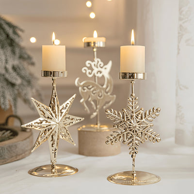 Gouden Kandelaar – Vintage Kaarsenhouder met Kerstmotief (7)