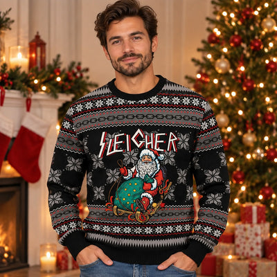 Grappige Kersttrui – Opvallende Heren Trui met Rocker Kerstprint (3)