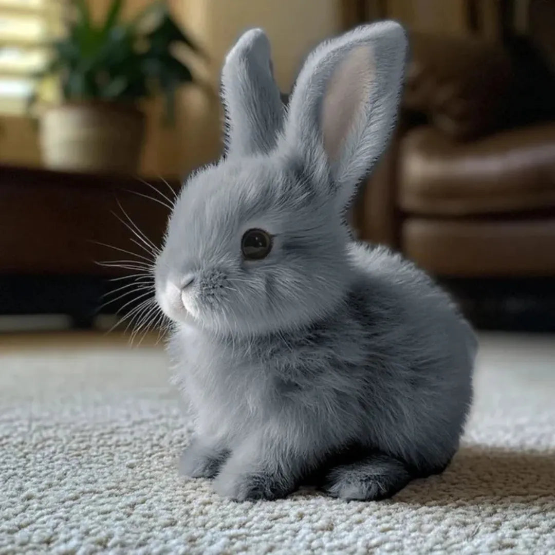 BunnyJoy - Lapin en peluche réaliste - Jouet interactif et doux à câliner