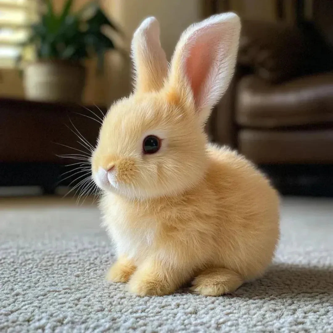 BunnyJoy - Lapin en peluche réaliste - Jouet interactif et doux à câliner