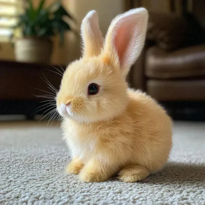 BunnyJoy - Lapin en peluche réaliste - Jouet interactif et doux à câliner