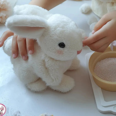 BunnyJoy - Lapin en peluche réaliste - Jouet interactif et doux à câliner
