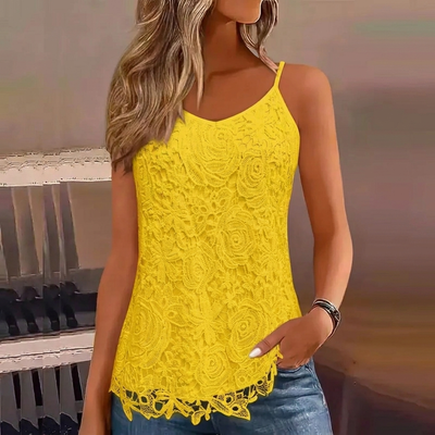 Dames Tanktop - Elegante V-Hals Met Kant