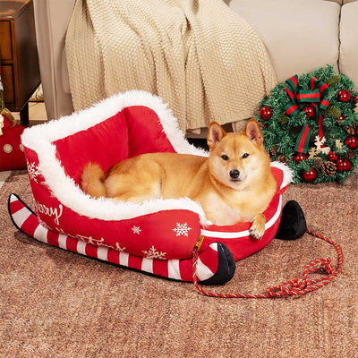 Hondenmand Slee - Pluche Kerst Hondenbed met Antislip Bodem