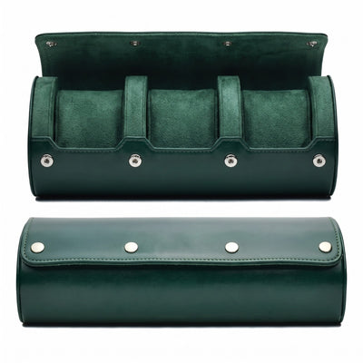 Horloge Opbergdoos - Luxe watch case van echt leer - Groen / 3 Horloges