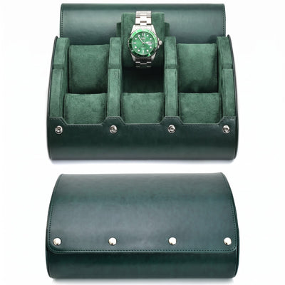 Horloge Opbergdoos - Luxe watch case van echt leer - Groen / 6 Horloges