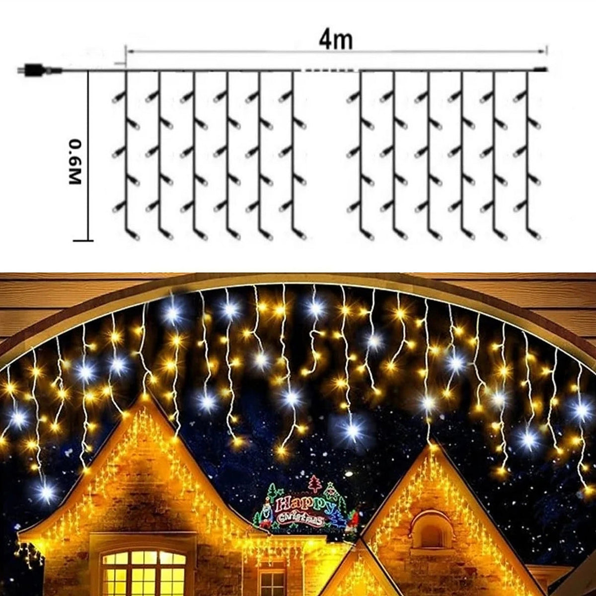 IJspegelverlichting - 4 Meter Warm Wit met Flitsende LED's en Dimfunctie