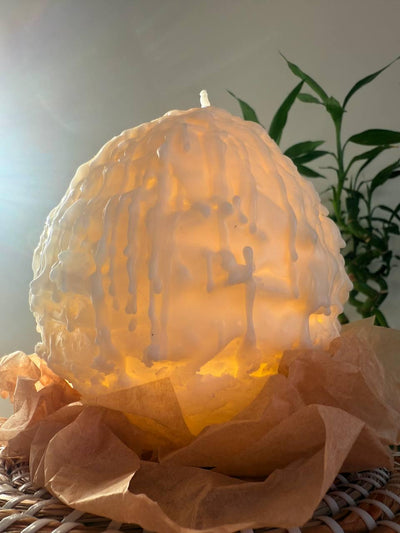 Handmade Spiral Soy Wax Candle: Hypnotic Orb with Gold Flakes