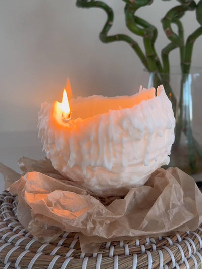 Handmade Spiral Soy Wax Candle: Hypnotic Orb with Gold Flakes