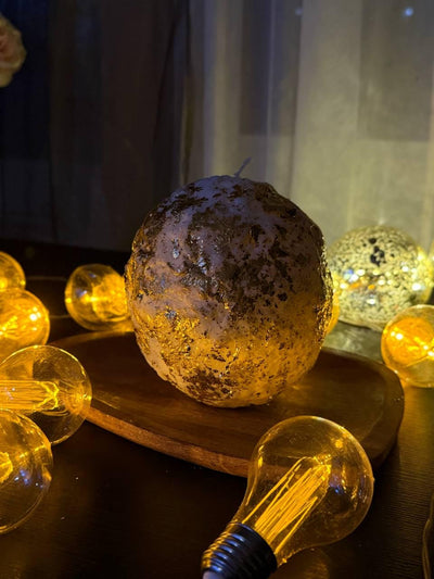 Handmade Spiral Soy Wax Candle: Hypnotic Orb with Gold Flakes