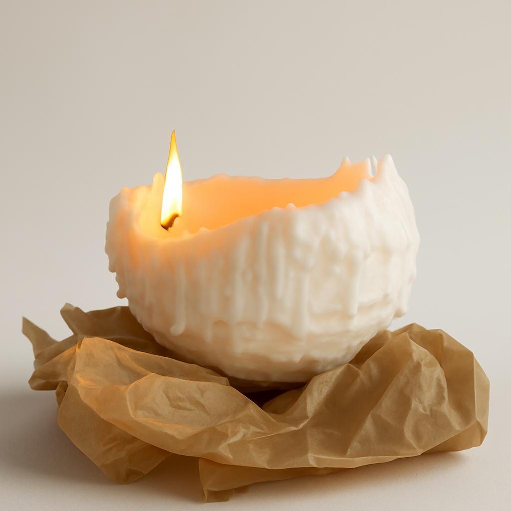 Handmade Spiral Soy Wax Candle: Hypnotic Orb with Gold Flakes
