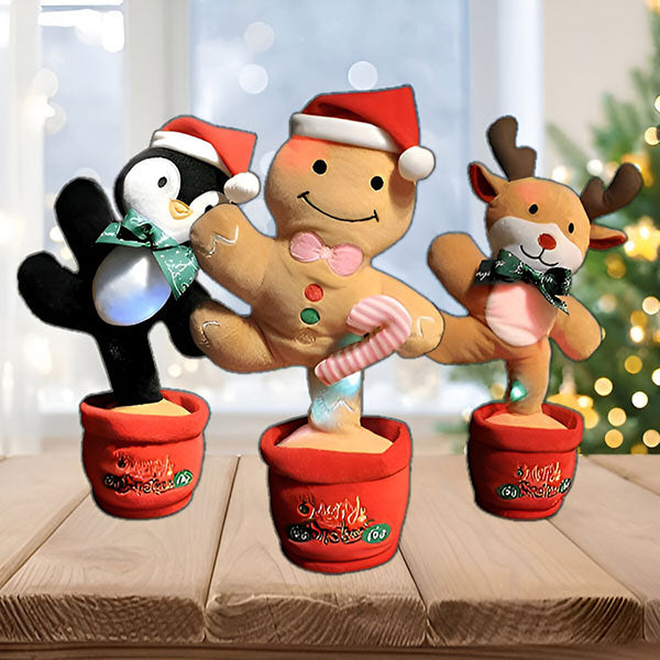Peluche interactive - Peluche de Noël qui parle et danse avec lumière et musique