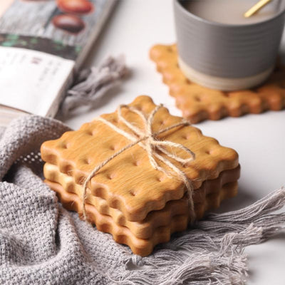 Onderzetters - Natuurlijk Hout Koekjes Design