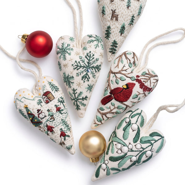 Weihnachtsstickset - DIY-Herzanhänger für Anfänger