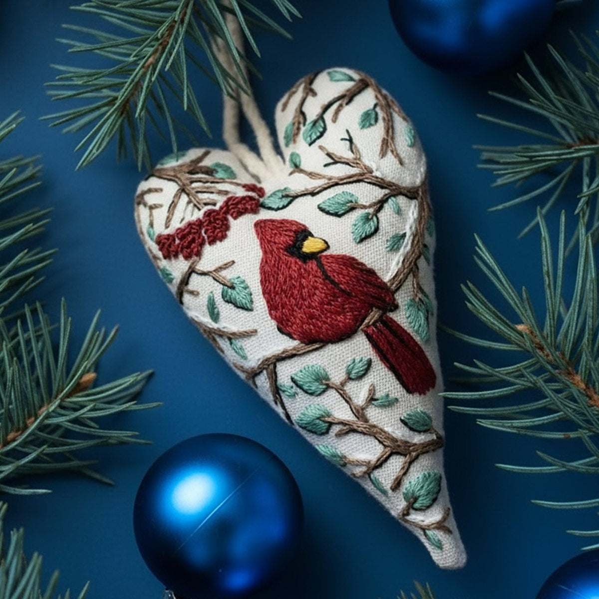 Kerst Borduurpakket Kardinaalvogel
