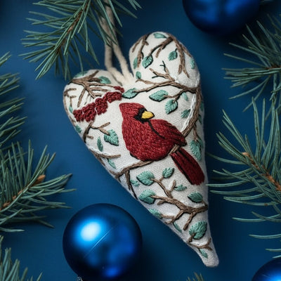 Kerst Borduurpakket Kardinaalvogel