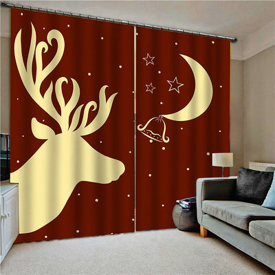 Kerst Gordijnen - Verduisterende Gordijnen met Kerstprint, 2 Stuks