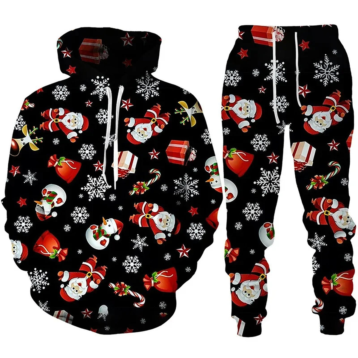 Kerst Hoodie en Broek Heren - Loungeset met 3D-Kerstprint